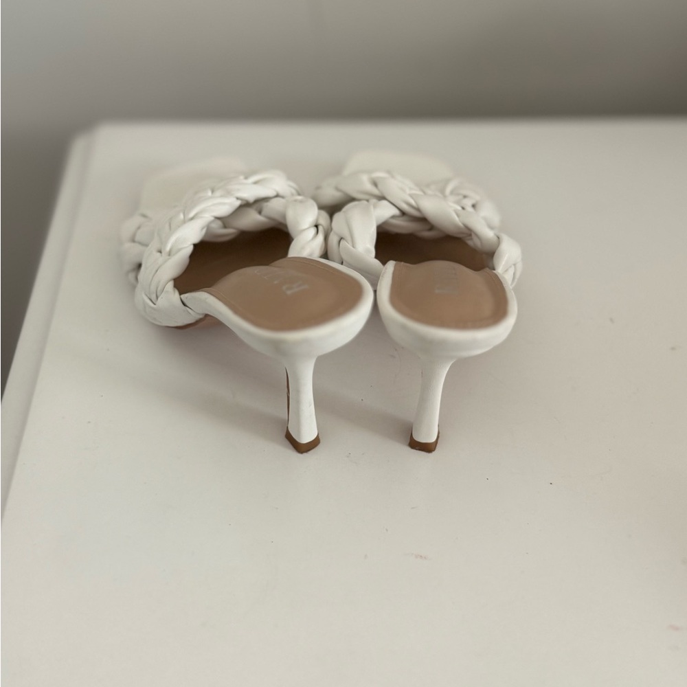 White open toe heels